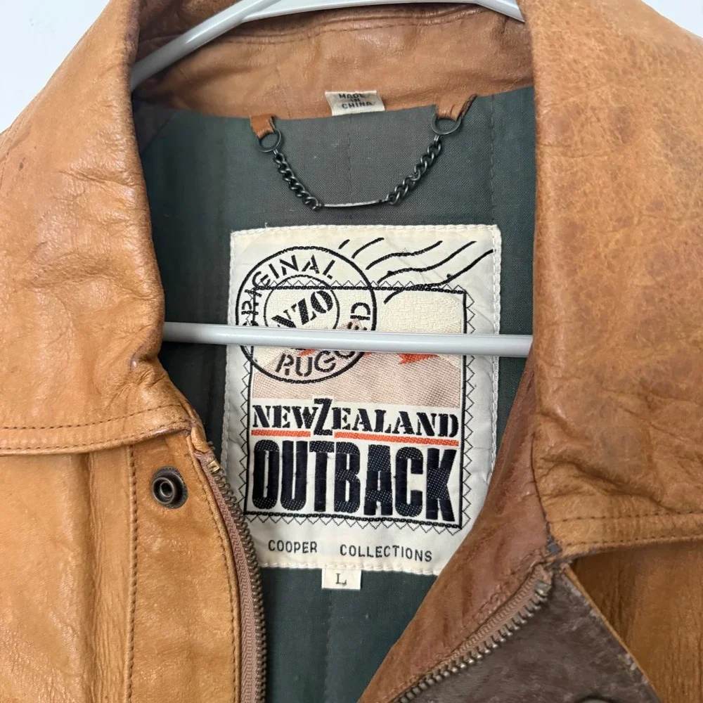 VTG 90s Leather Bomber Jacket L Tan Flight Aviator Rugged Streetwear‎ Gorpcore